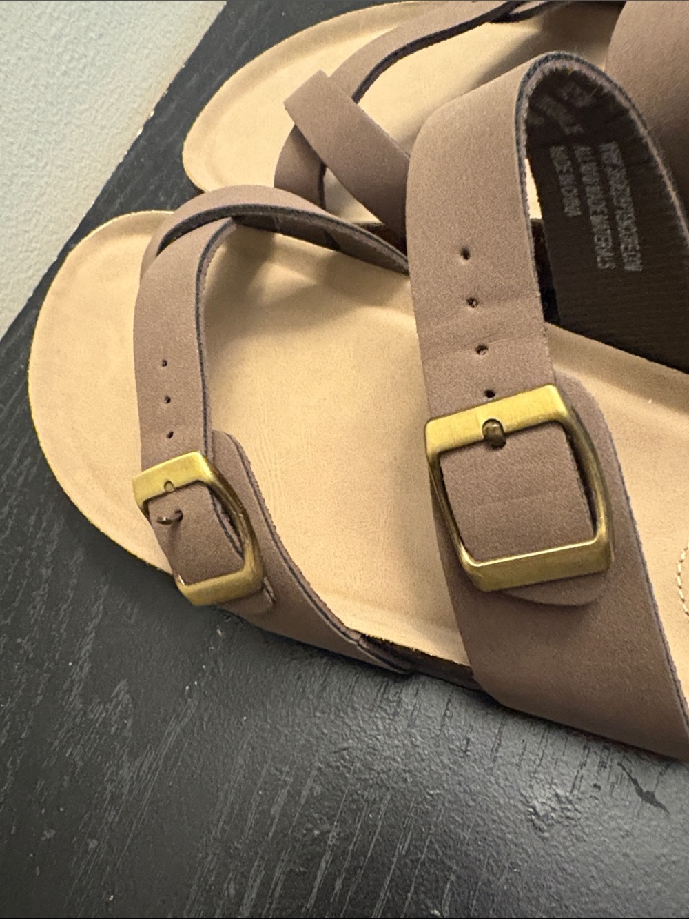 Maui Island Women's Brown Double-Buckle Slide Sandals - Picture 3 of 5